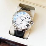 Cartier 316L Steel Genuine Leather Bracelet 44*12MM Business White Watch
